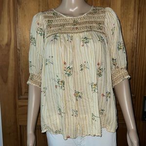 ACOS&A Striped Floral Peasant Style Top